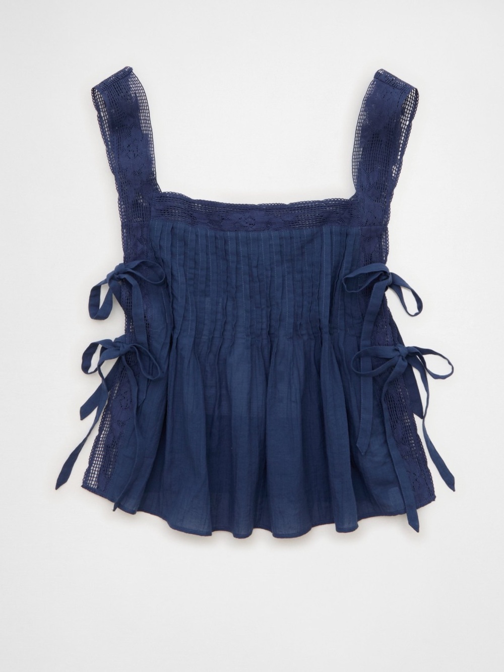 American Eagle Outfitters Blue Lace-Trim Square Neck Tank - Picture 4 of 6